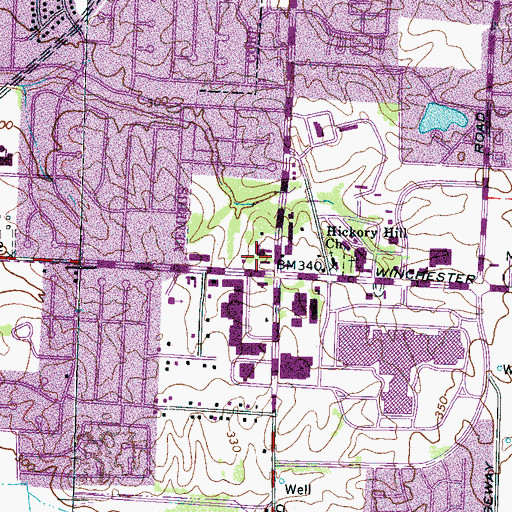 Topographic Map of Hickory Ridge Crossing Shopping Center, TN