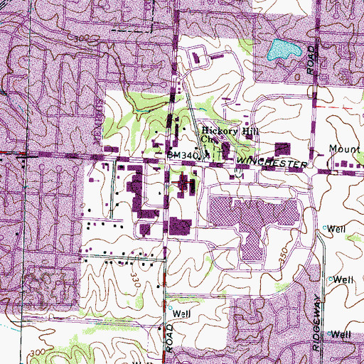 Topographic Map of Hickory Ridge Mall Shopping Center, TN