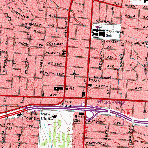Topographic Map of Highland Heights Cumberland Presbyterian Church, TN