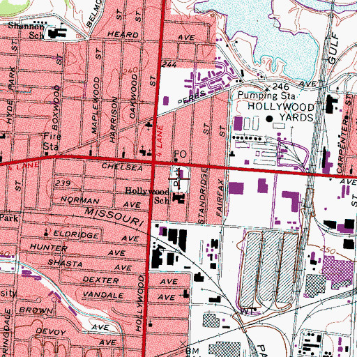 Topographic Map of Hollywood Park, TN