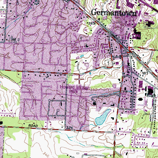 Topographic Map of Howard McVay Park, TN