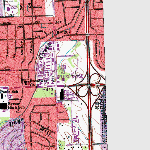 Topographic Map of Interstate Center Shopping Center, TN