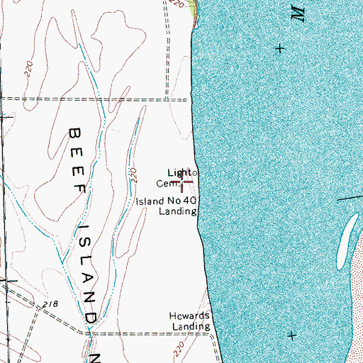 Topographic Map of Island Forty Cemetery, TN