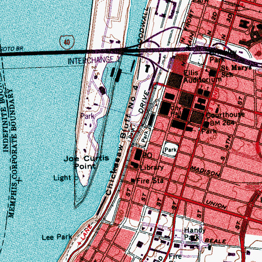 Topographic Map of Jefferson Davis Park, TN