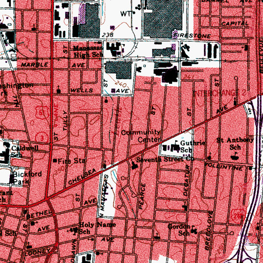 Topographic Map of Jerusalem Church of God in Christ, TN