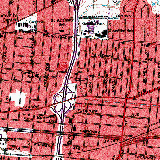 Topographic Map of Keel Avenue Baptist Church, TN