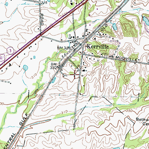 Topographic Map of Kerrville Methodist Church, TN