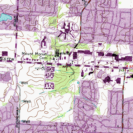 Topographic Map of Kirby Parkway Center Shopping Center, TN