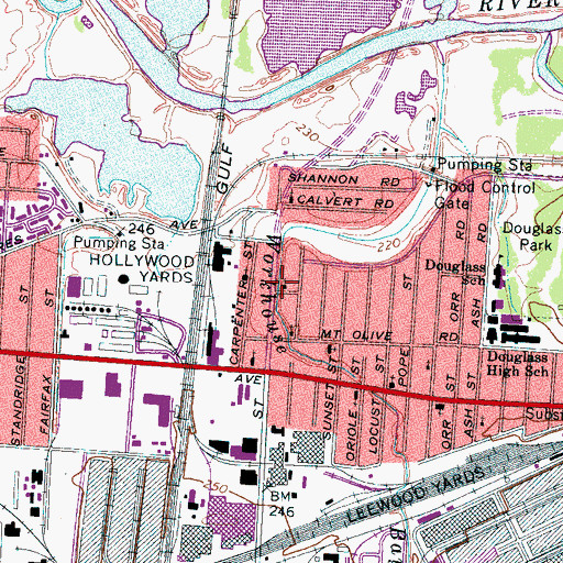 Topographic Map of Lake Grove Baptist Church, TN