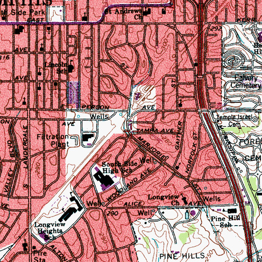 Topographic Map of Lake Grove Baptist Church Number Two, TN