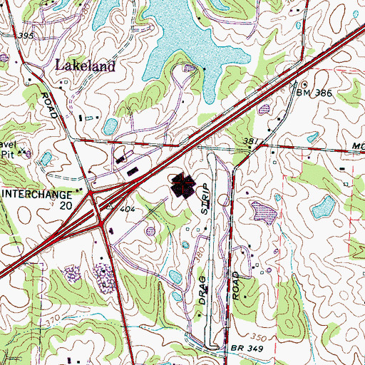 Topographic Map of Lakeland Factory Outlet Mall Shopping Center, TN