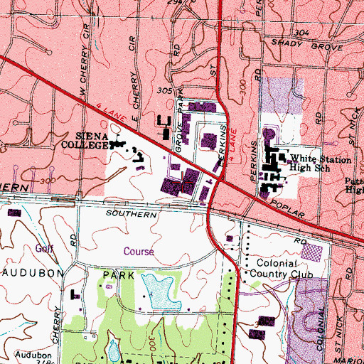 Topographic Map of Laurelwood Shopping Center, TN