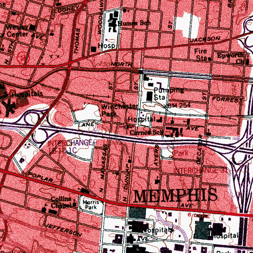 Topographic Map of Leath Street Day Care Center, TN