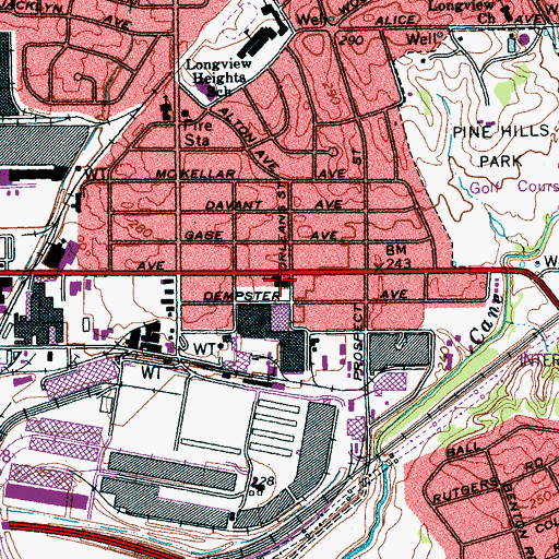 Topographic Map of Longview Heights Seventh Day Adventist Church, TN