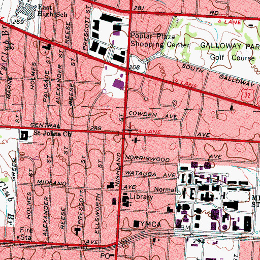 Topographic Map of Lutheran Church of the Redeemer, TN
