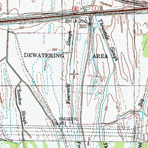 Topographic Map of Camden Wildlife Management Area, TN