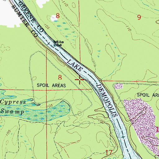 Topographic Map of Howards Bar, AL