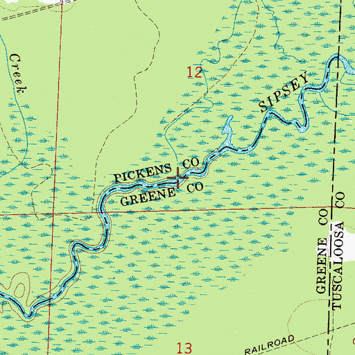 Topographic Map of Huffmans Ford, AL