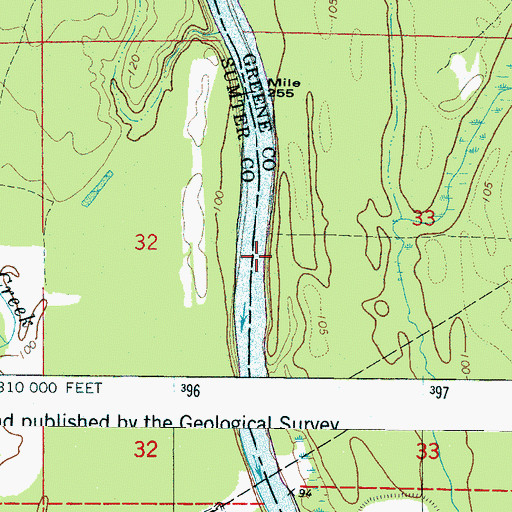 Topographic Map of Jack Toms Shoals, AL