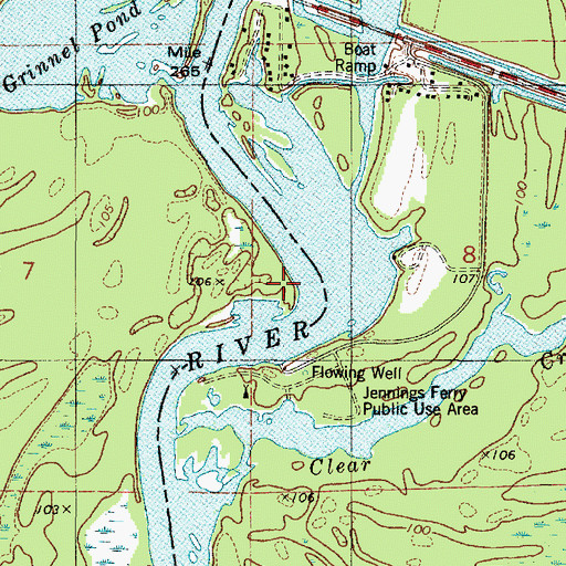 Topographic Map of Jennings Ferry Landing (historical), AL