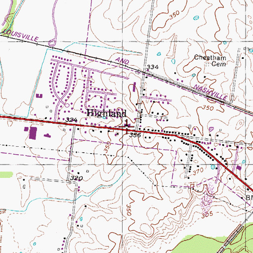 Topographic Map of Calvary Baptist Church, TN