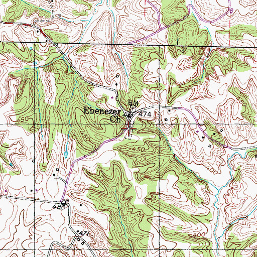 Topographic Map of Ebenezer Cemetery, TN
