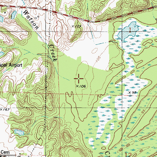 Topographic Map of Jenny Watson Creek, AL