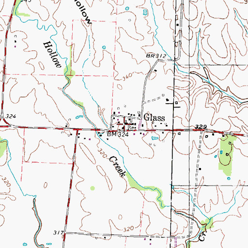 Topographic Map of Glass Church of Christ, TN