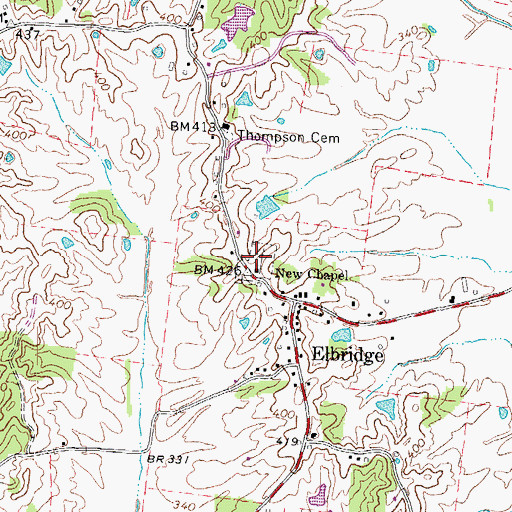 Topographic Map of New Chapel Cemetery, TN