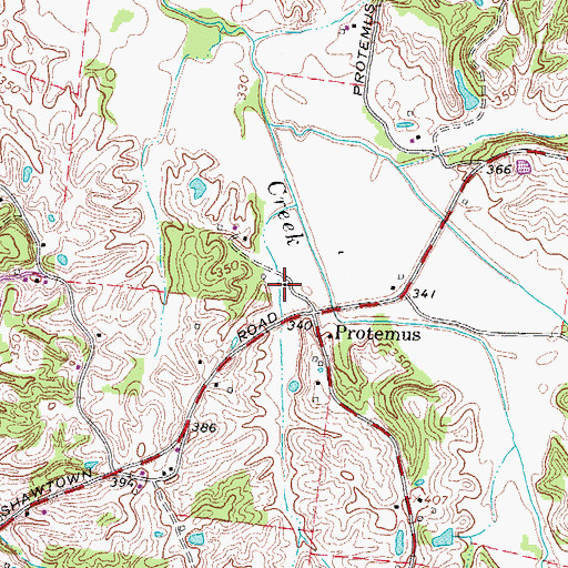 Topographic Map of Protemus Cumberland Presbyterian Church, TN