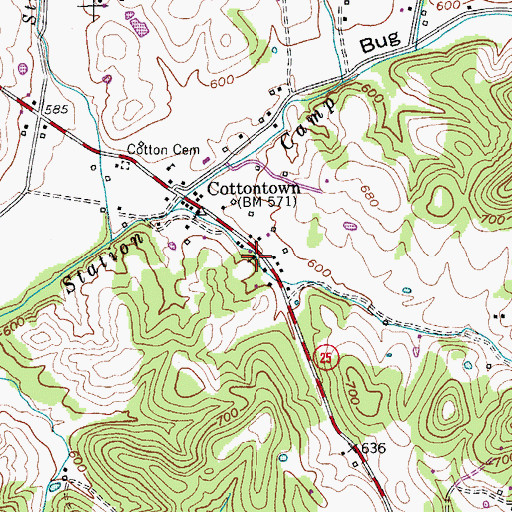 Topographic Map of Cottontown Church of Christ, TN