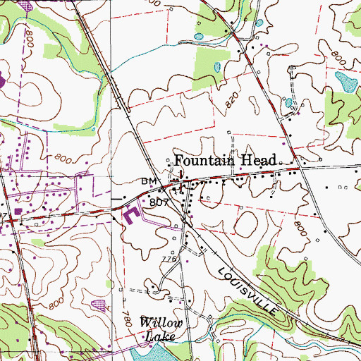 Topographic Map of Fountain Head Church of Christ, TN