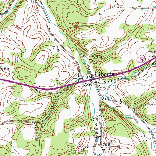 Topographic Map of Liberty Presbyterian Church, TN