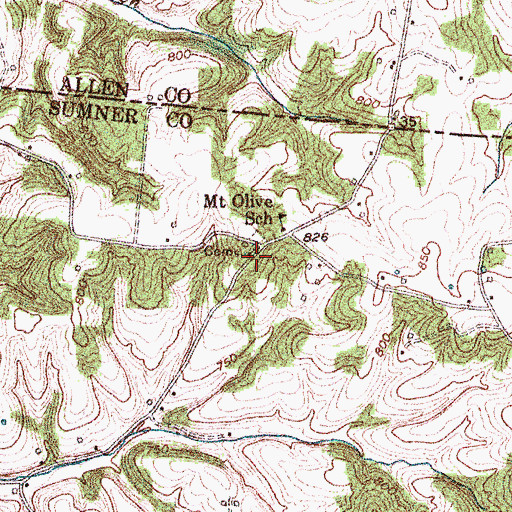 Topographic Map of Mount Olive United Methodist Church, TN