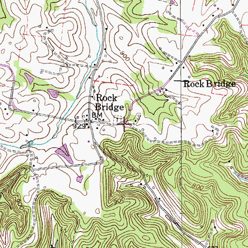 Topographic Map of Rock Bridge Church of Christ, TN