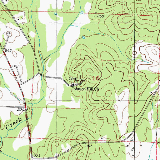 Topographic Map of Johnson Hill Cemetery, AL