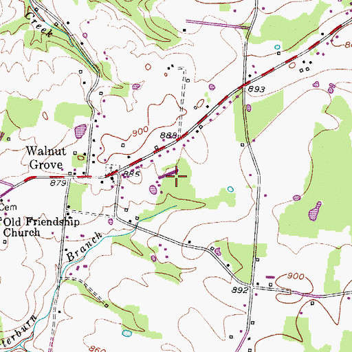 Topographic Map of Walnut Grove United Methodist Church, TN