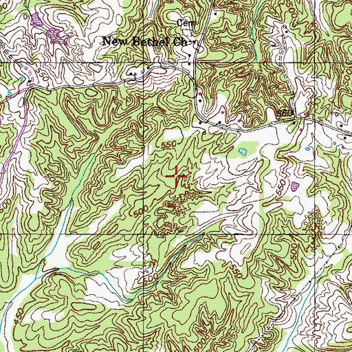 Topographic Map of Allen Cemetery, TN