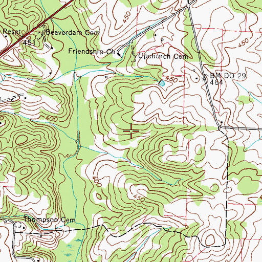 Topographic Map of Allen Cemetery, TN
