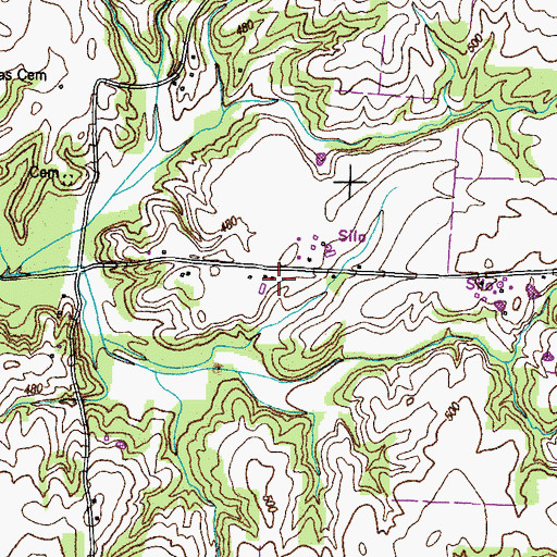 Topographic Map of Alexander Cemetery, TN