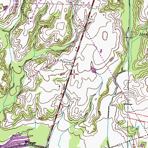 Topographic Map of Alexander Cemetery, TN