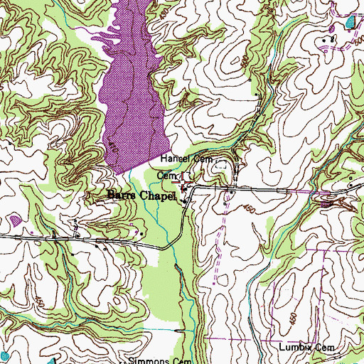 Topographic Map of Barrs Chapel Cemetery, TN