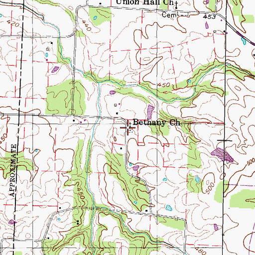 Topographic Map of Bethany Cemetery, TN
