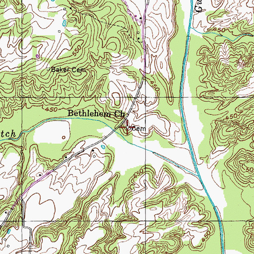 Topographic Map of Bethlehem Cemetery, TN