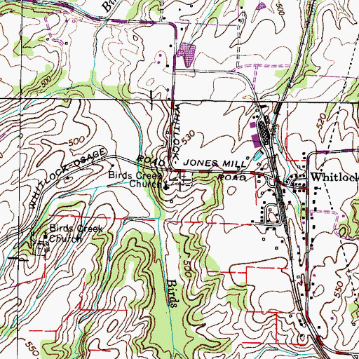 Topographic Map of Birds Creek Cemetery, TN