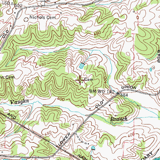 Topographic Map of Bowers Cemetery, TN