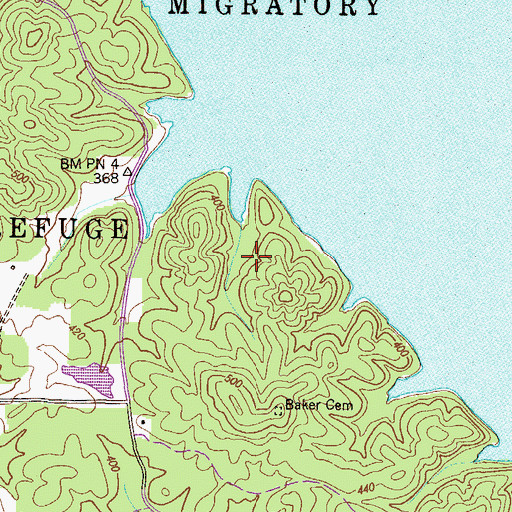 Topographic Map of Bradford Cemetery, TN