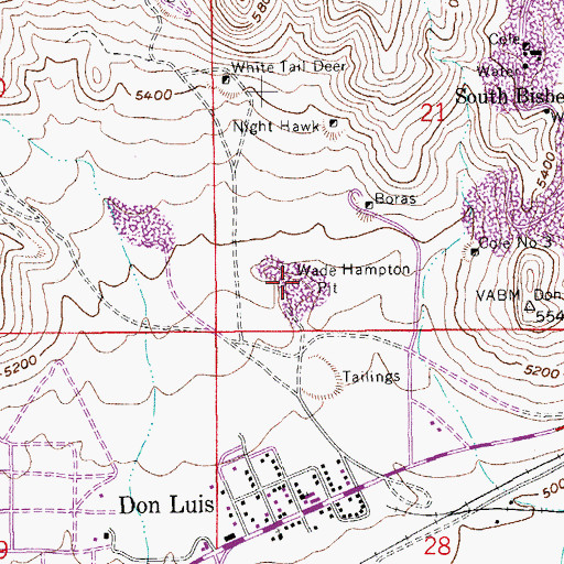 Topographic Map of Wade Hampton Pit, AZ