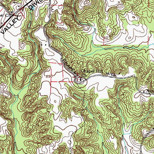 Topographic Map of Chapel Hill Cemetery, TN