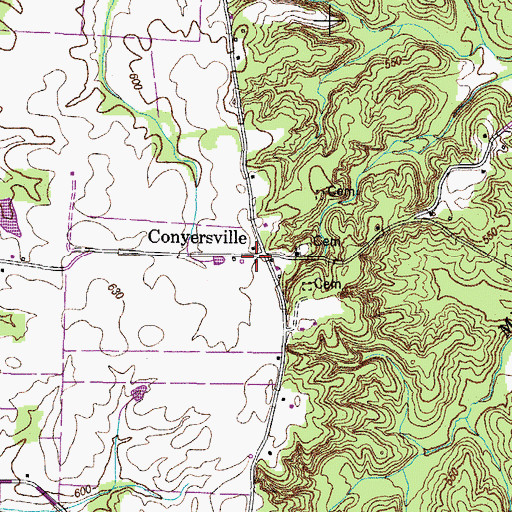 Topographic Map of Conyersville School (historical), TN
